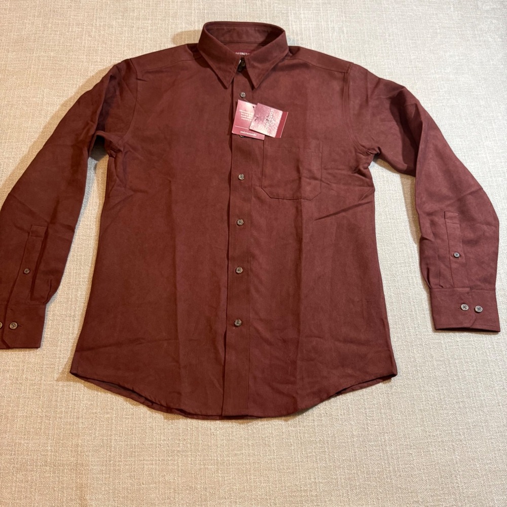 Covington Mens Microsuede Shirt Small Shiraz Burgundy Faux Suede Long Sleeve NWT